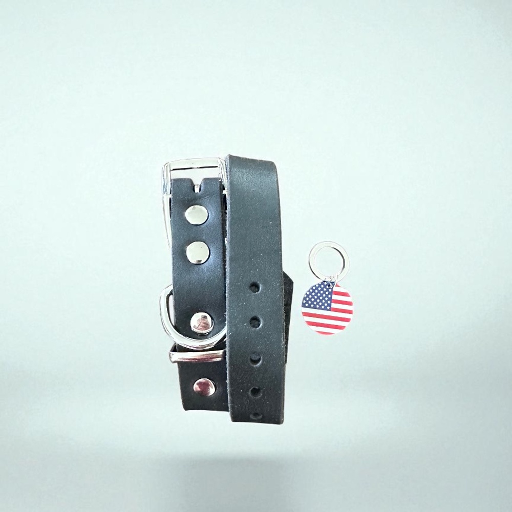 Handmade Small Black Leather Dog Collar Classic, Durable, Adjustable Dog Collar